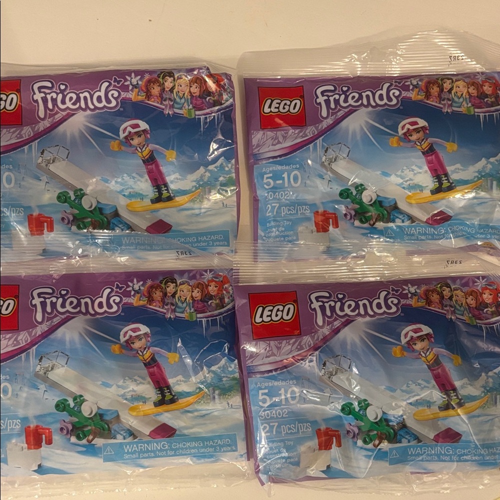 NEW! Lot of 4 LEGO Friends Snow Adventure Set Snowboard Tricks (30402) Bagged
